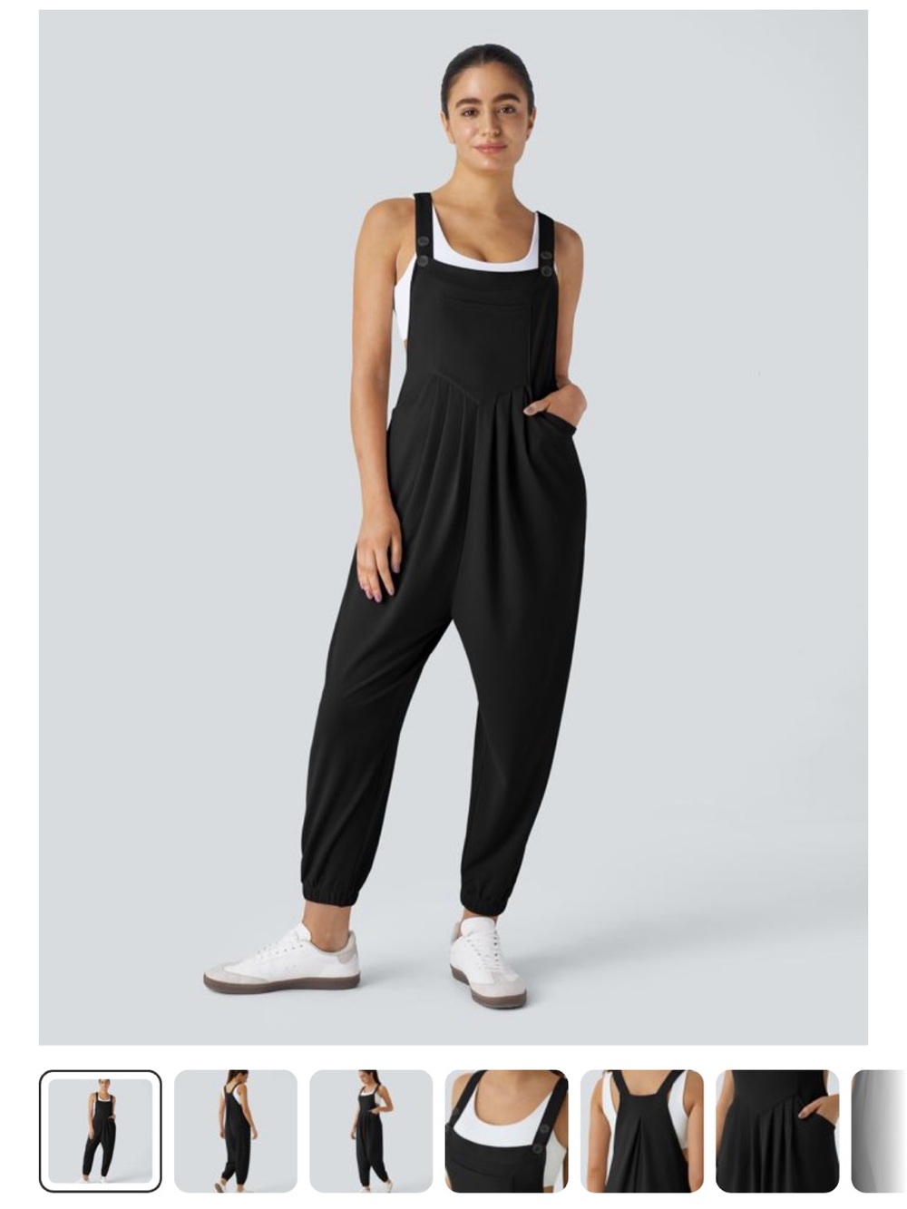 HALARA Black Suspender Jumpsuit Dress with Adjustable Straps
